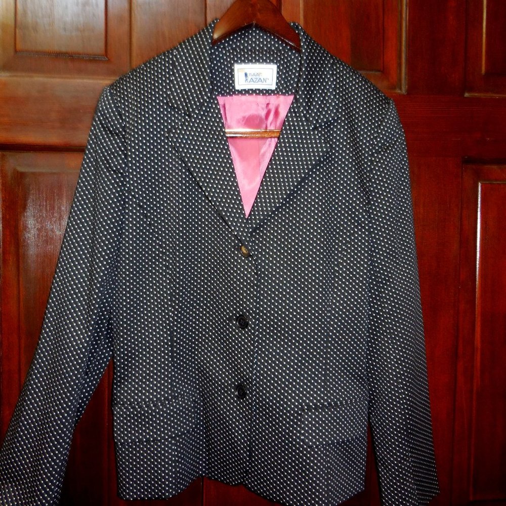 Blazer Jacket Black White Polka Dot Women's